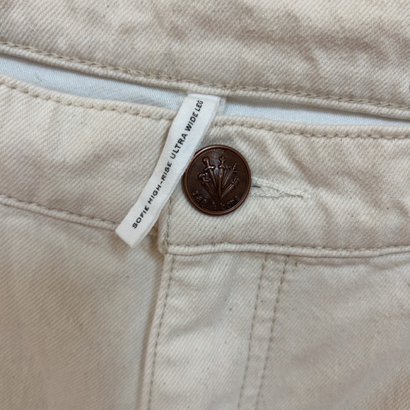 RAG & BONE Two Tone Ultra Wide Leg Jeans high-rise ECRU white/cream - sz 31 - Picture 3 of 16